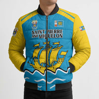 Personalized Saint Pierre and Miquelon Bomber Puffer Jacket A Mare Labor - Wonder Print Shop