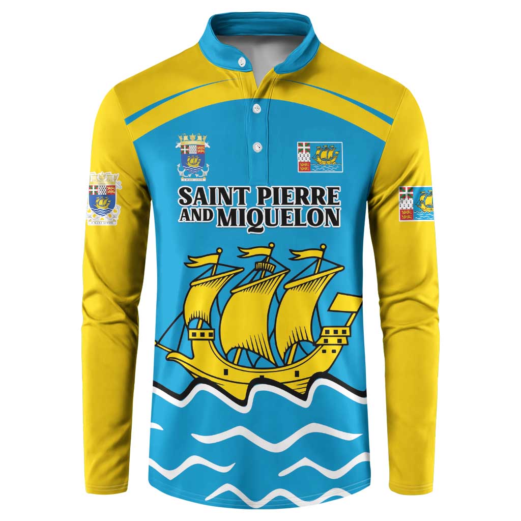 Personalized Saint Pierre and Miquelon Button Sweatshirt A Mare Labor - Wonder Print Shop