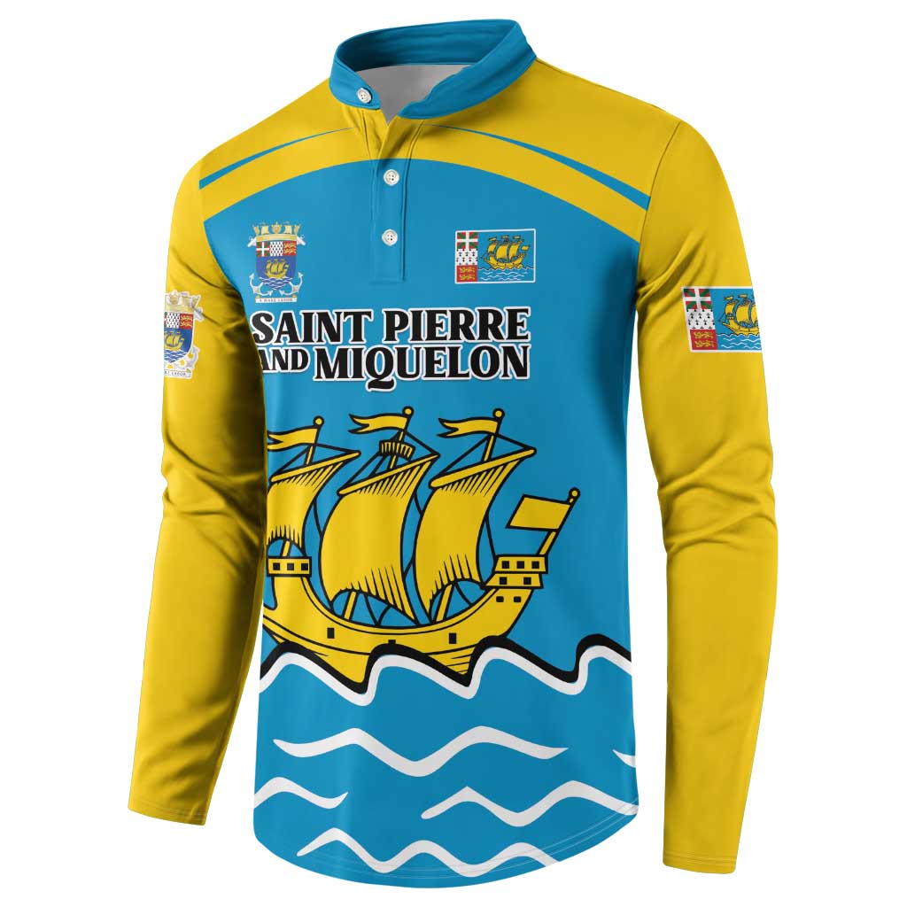 Personalized Saint Pierre and Miquelon Button Sweatshirt A Mare Labor - Wonder Print Shop