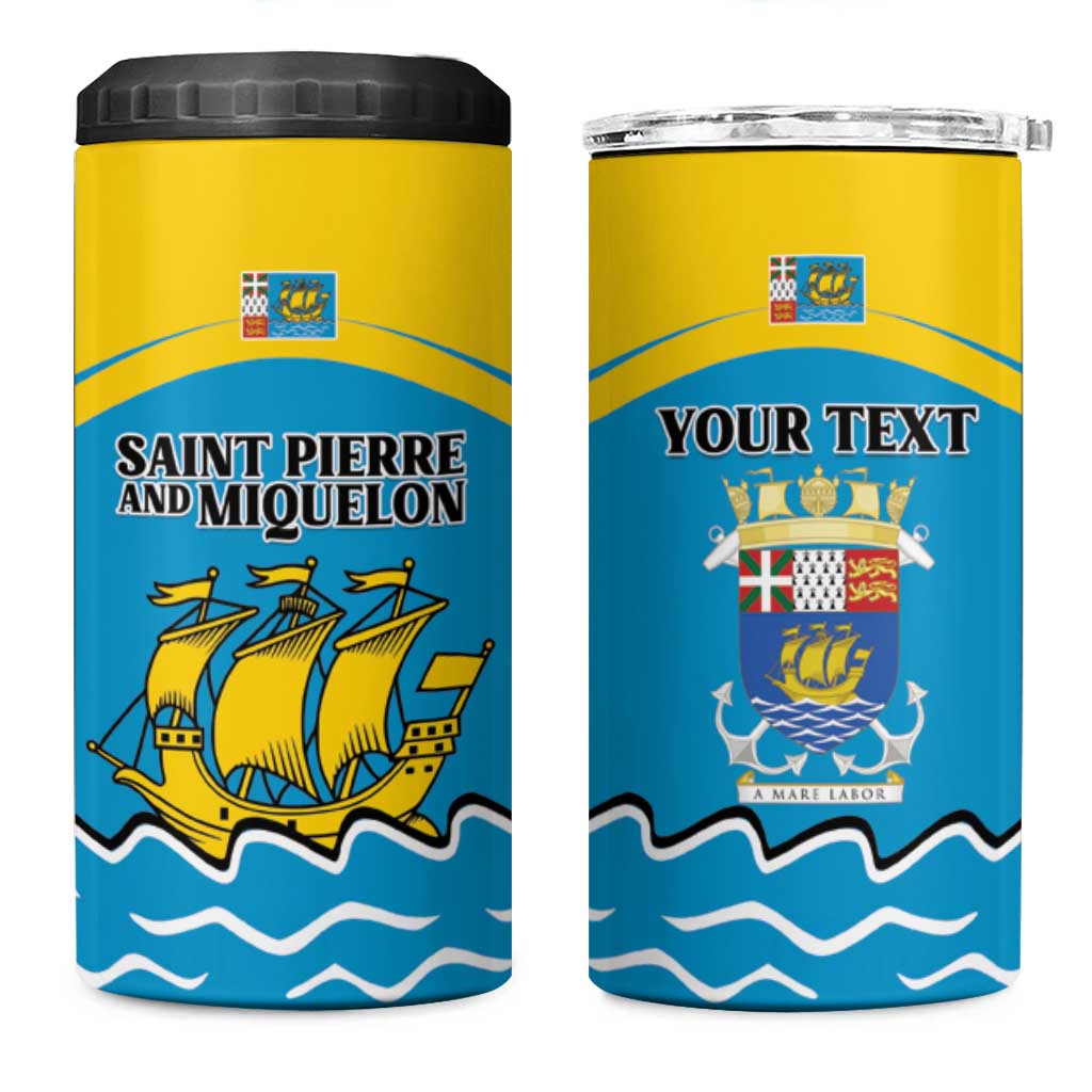 Personalized Saint Pierre and Miquelon 4 in 1 Can Cooler Tumbler A Mare Labor - Wonder Print Shop