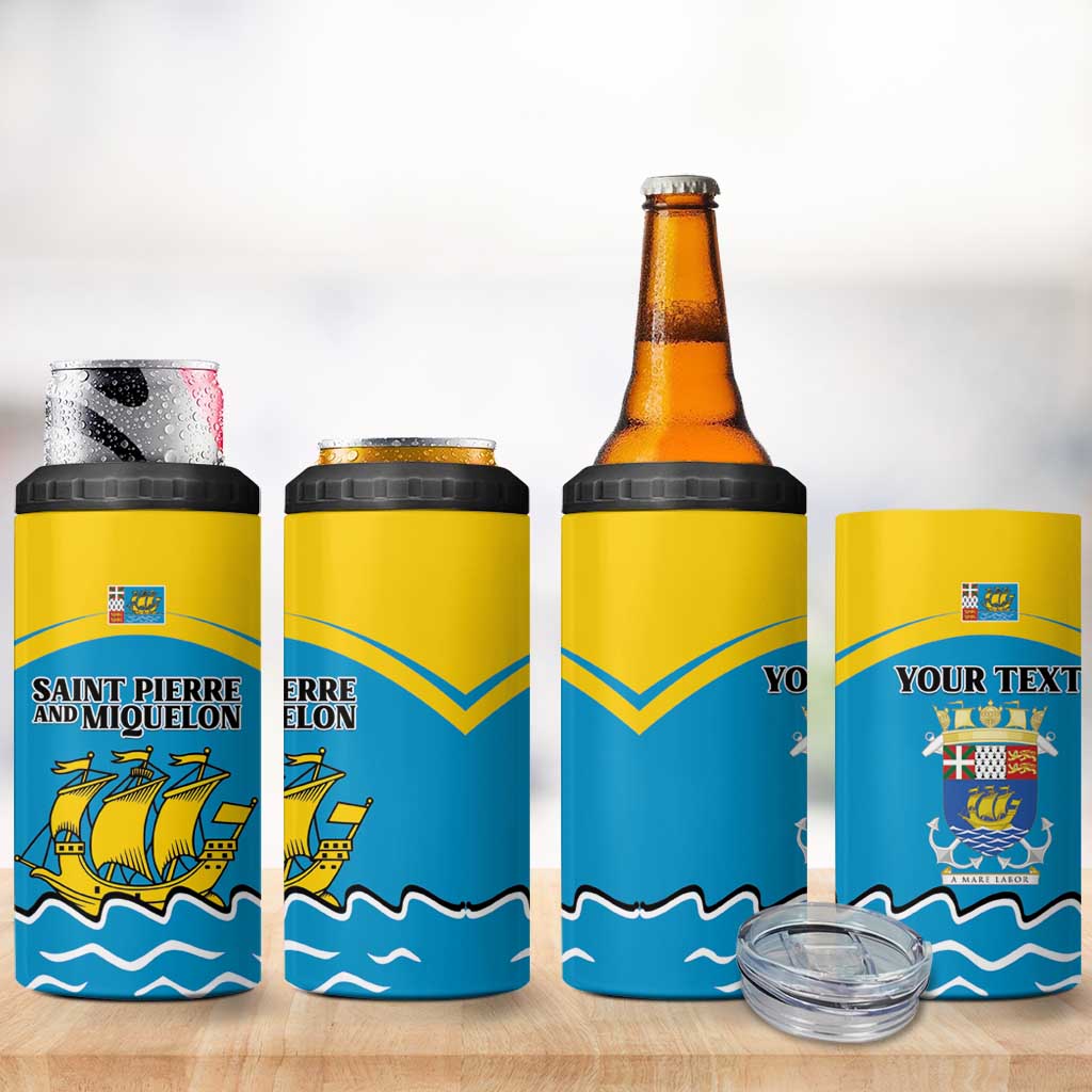 Personalized Saint Pierre and Miquelon 4 in 1 Can Cooler Tumbler A Mare Labor - Wonder Print Shop