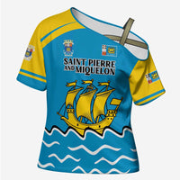 Personalized Saint Pierre and Miquelon Cross Shoulder Shirt A Mare Labor - Wonder Print Shop