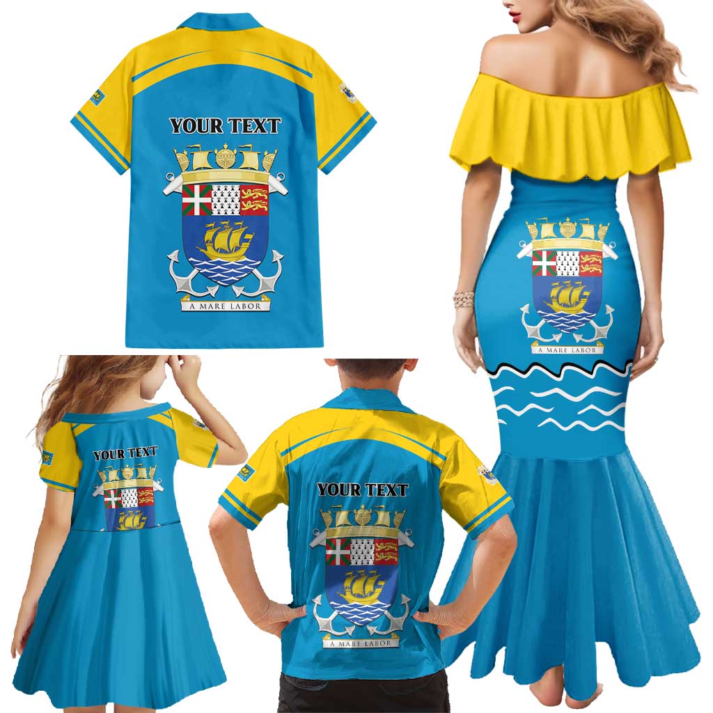 Personalized Saint Pierre and Miquelon Family Matching Mermaid Dress and Hawaiian Shirt A Mare Labor - Wonder Print Shop