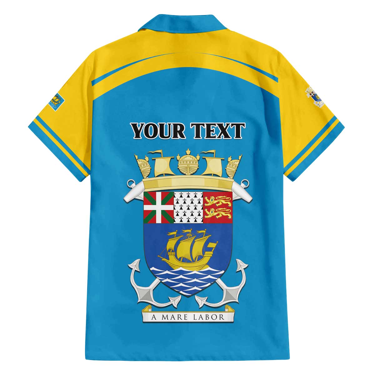 Personalized Saint Pierre and Miquelon Family Matching Off The Shoulder Long Sleeve Dress and Hawaiian Shirt A Mare Labor - Wonder Print Shop