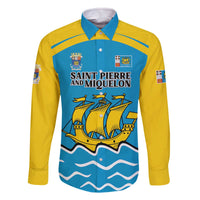 Personalized Saint Pierre and Miquelon Family Matching Off The Shoulder Long Sleeve Dress and Hawaiian Shirt A Mare Labor - Wonder Print Shop