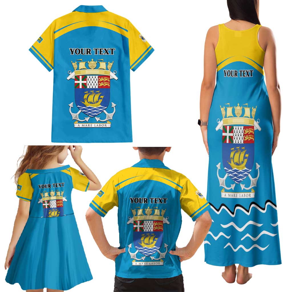 Personalized Saint Pierre and Miquelon Family Matching Tank Maxi Dress and Hawaiian Shirt A Mare Labor - Wonder Print Shop