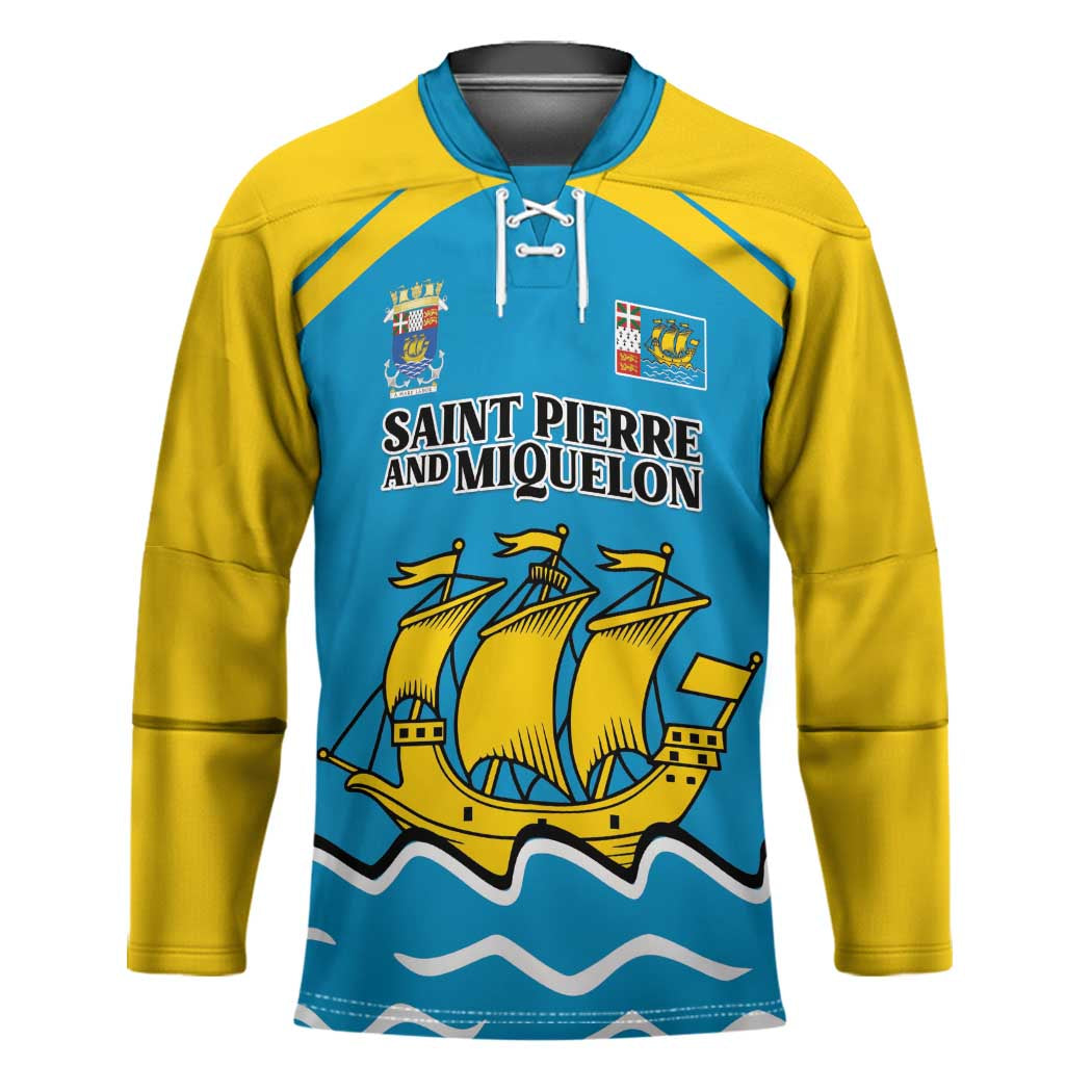 Personalized Saint Pierre and Miquelon Hockey Jersey A Mare Labor - Wonder Print Shop