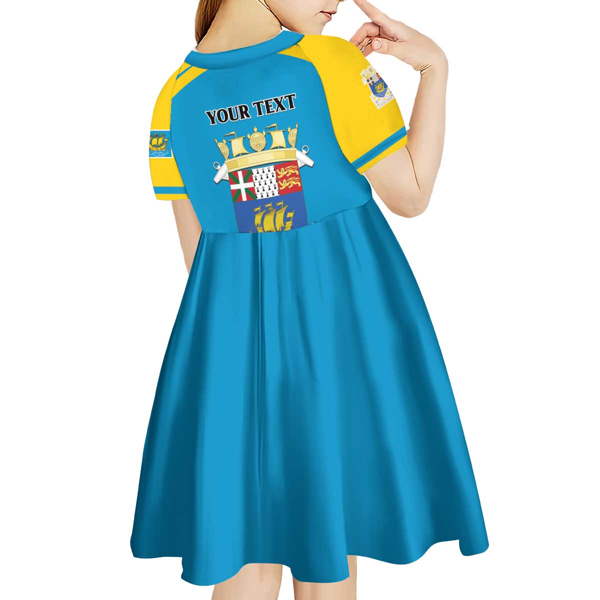 Personalized Saint Pierre and Miquelon Kid Short Sleeve Dress A Mare Labor - Wonder Print Shop