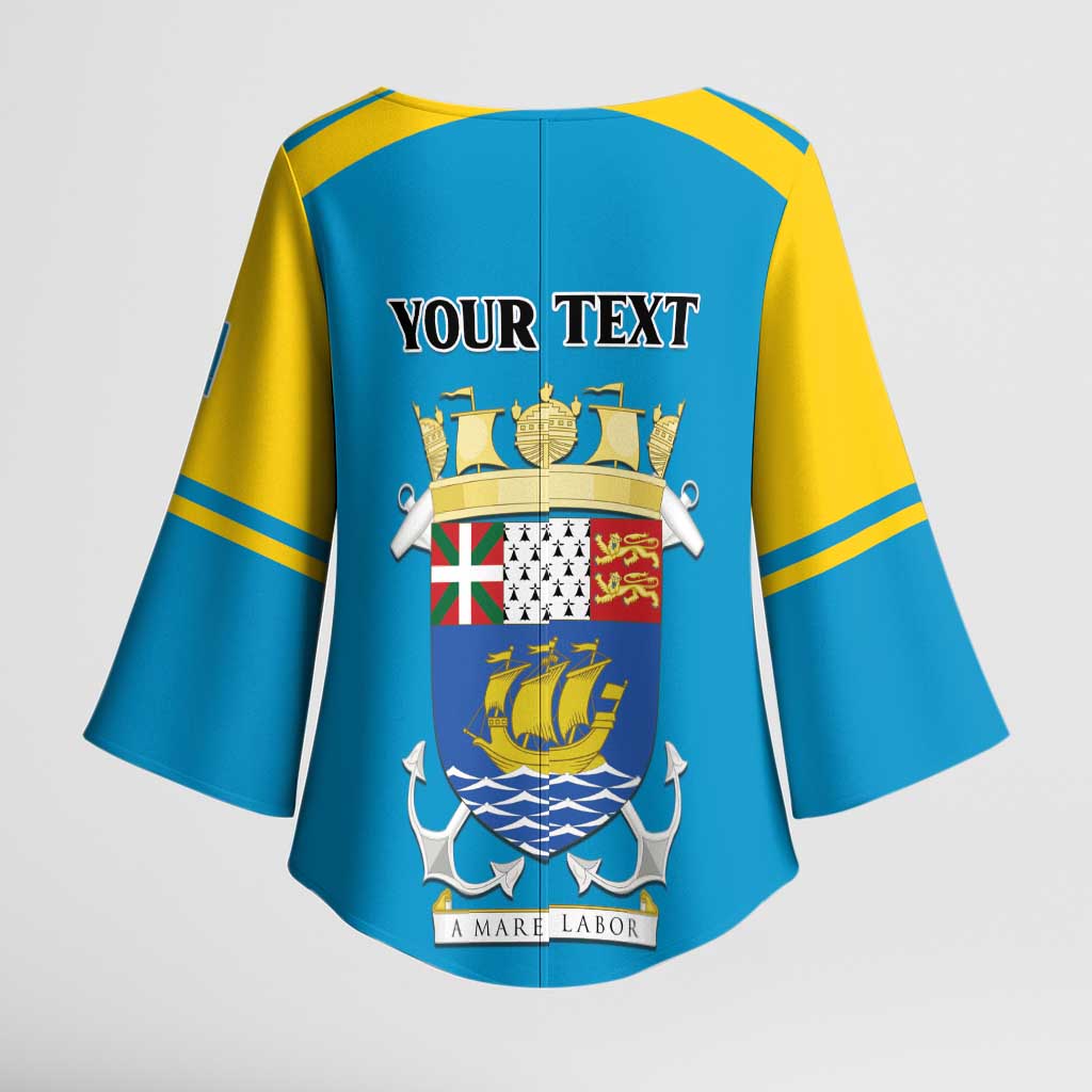 Personalized Saint Pierre and Miquelon Kimono Sleeve Blouse A Mare Labor - Wonder Print Shop