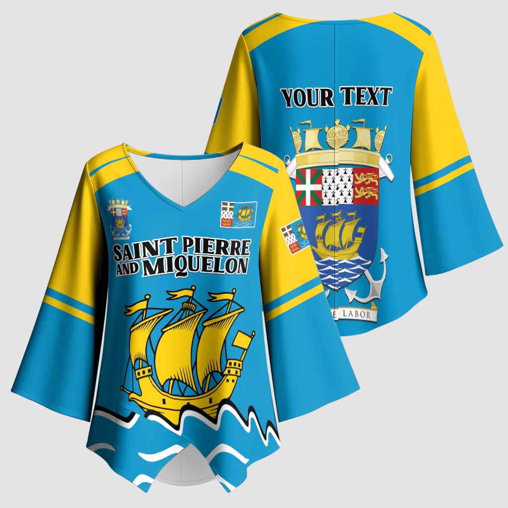 Personalized Saint Pierre and Miquelon Kimono Sleeve Blouse A Mare Labor - Wonder Print Shop