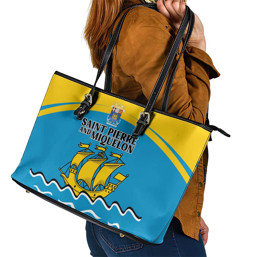 Saint Pierre and Miquelon Leather Tote Bag A Mare Labor - Wonder Print Shop