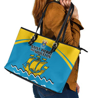 Saint Pierre and Miquelon Leather Tote Bag A Mare Labor - Wonder Print Shop