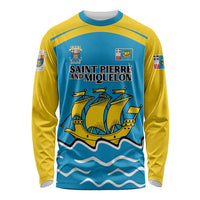 Personalized Saint Pierre and Miquelon Long Sleeve Shirt A Mare Labor - Wonder Print Shop