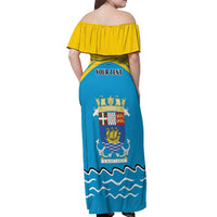 Personalized Saint Pierre and Miquelon Off Shoulder Maxi Dress A Mare Labor - Wonder Print Shop