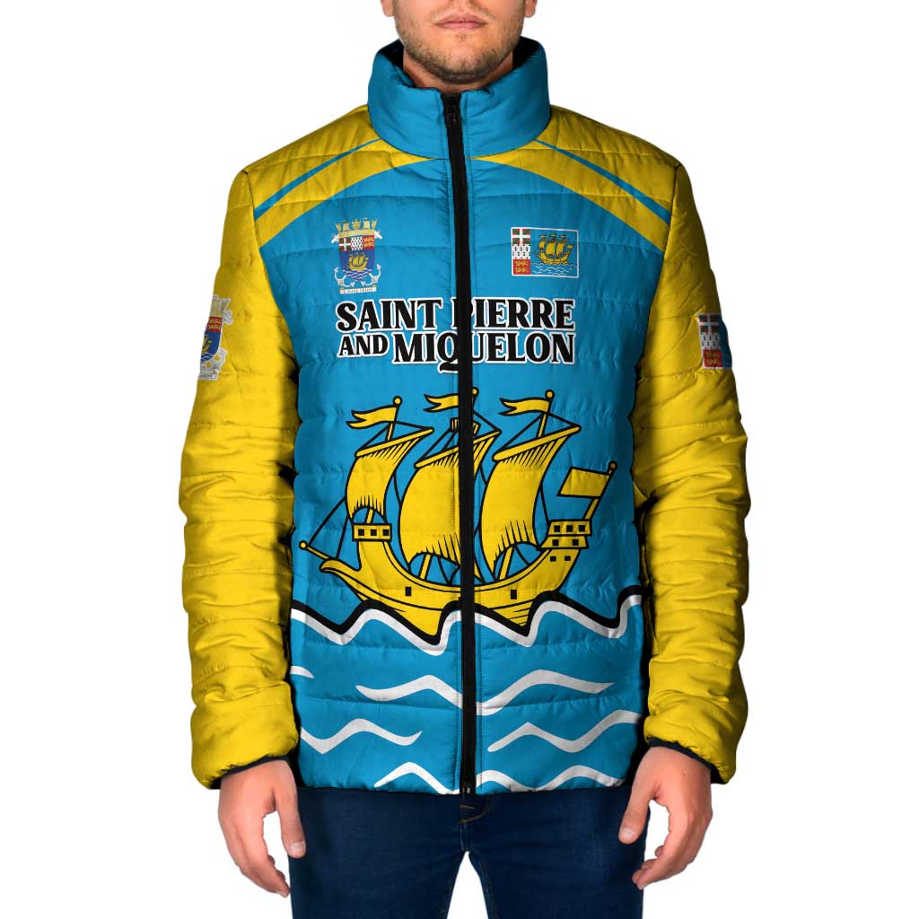 Personalized Saint Pierre and Miquelon Padded Jacket A Mare Labor - Wonder Print Shop