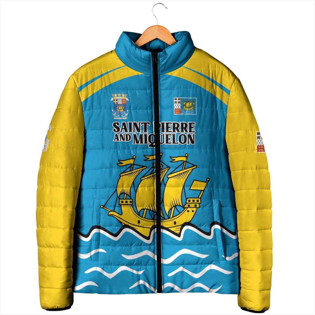 Personalized Saint Pierre and Miquelon Padded Jacket A Mare Labor - Wonder Print Shop