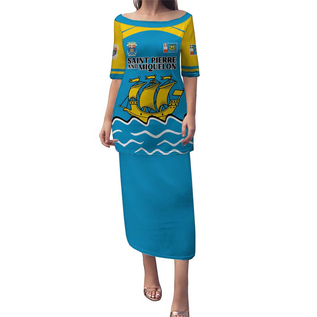 Personalized Saint Pierre and Miquelon Puletasi A Mare Labor - Wonder Print Shop