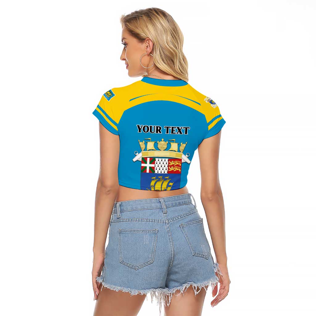 Personalized Saint Pierre and Miquelon Raglan Cropped T Shirt A Mare Labor - Wonder Print Shop