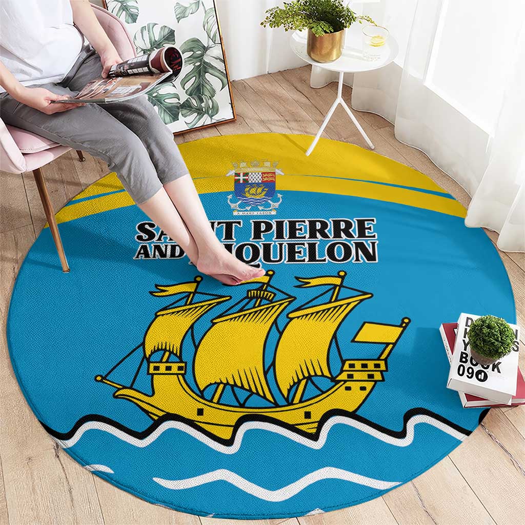 Saint Pierre and Miquelon Round Carpet A Mare Labor - Wonder Print Shop