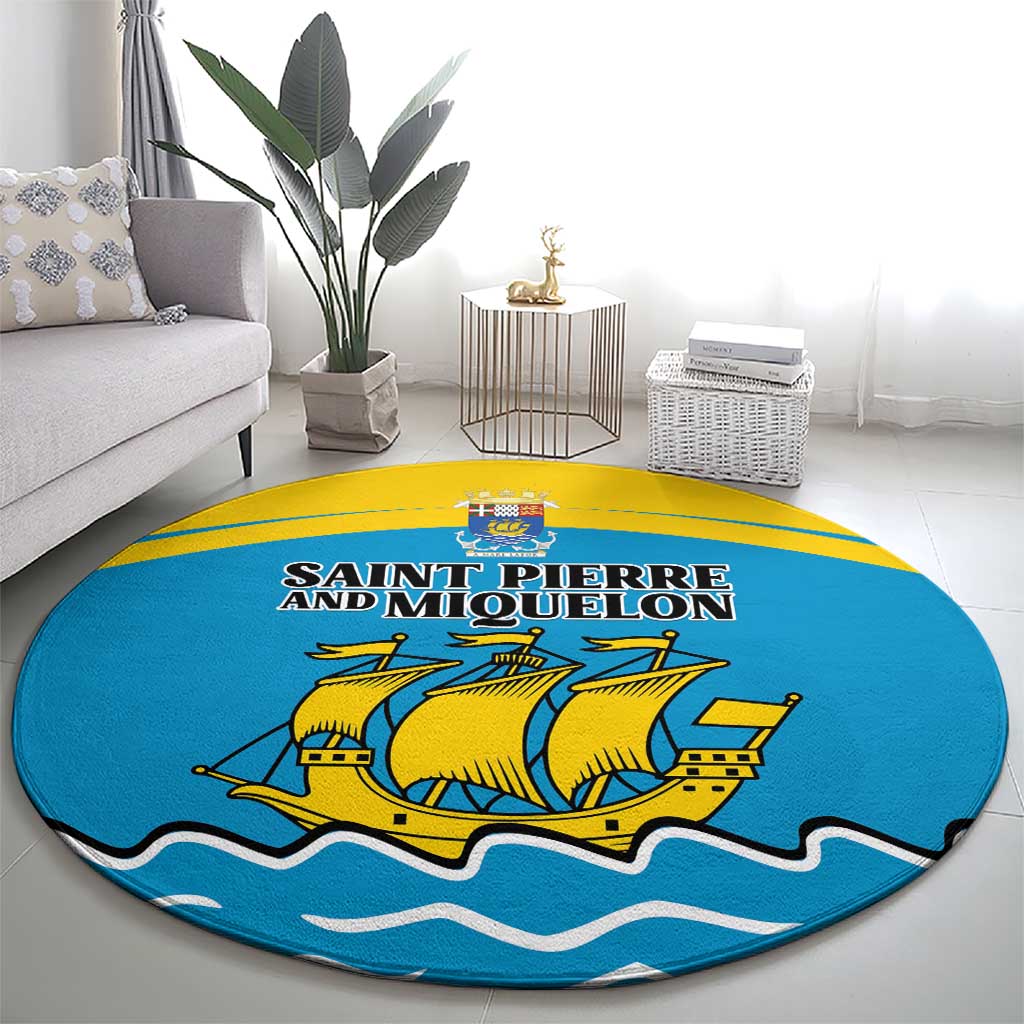 Saint Pierre and Miquelon Round Carpet A Mare Labor - Wonder Print Shop