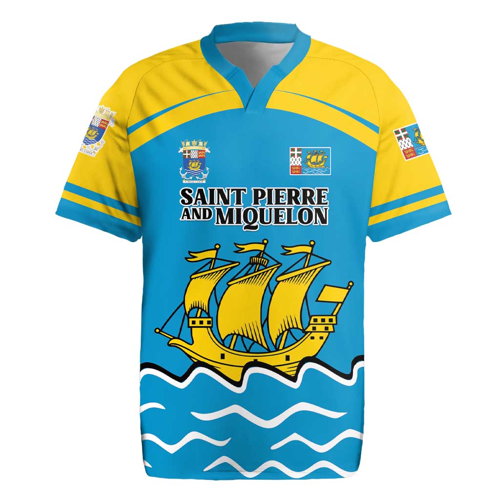 Personalized Saint Pierre and Miquelon Rugby Jersey A Mare Labor - Wonder Print Shop