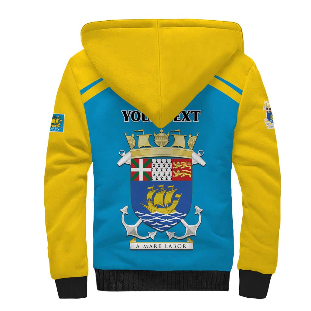 Personalized Saint Pierre and Miquelon Sherpa Hoodie A Mare Labor - Wonder Print Shop