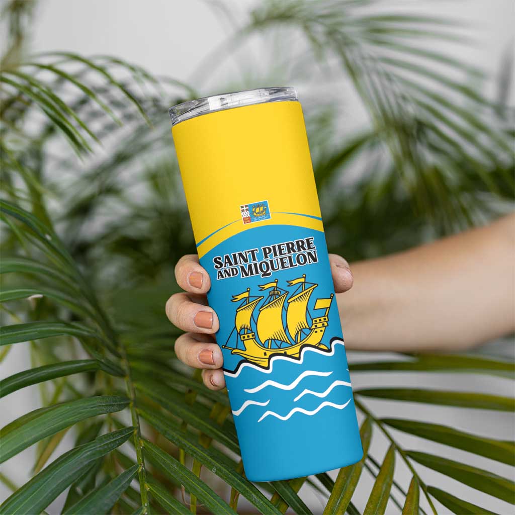 Personalized Saint Pierre and Miquelon Skinny Tumbler A Mare Labor - Wonder Print Shop