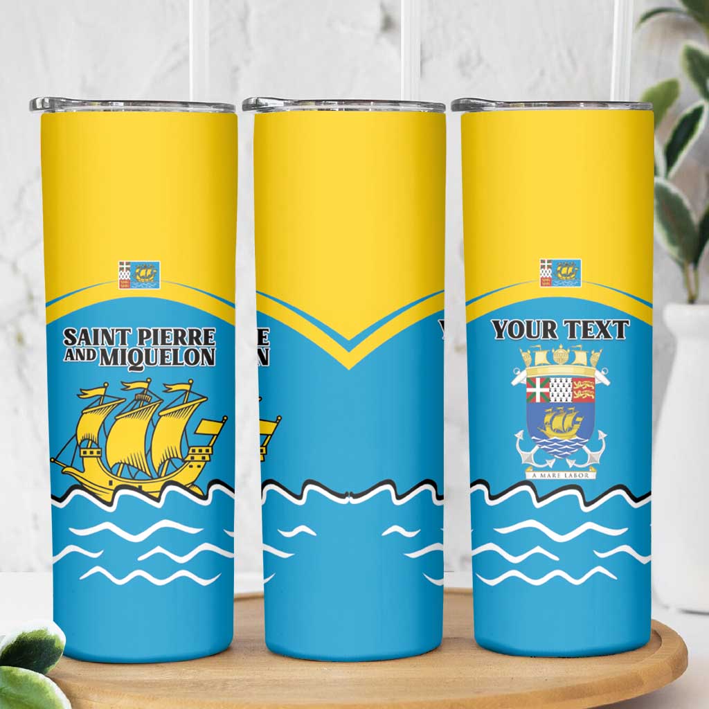 Personalized Saint Pierre and Miquelon Skinny Tumbler A Mare Labor - Wonder Print Shop