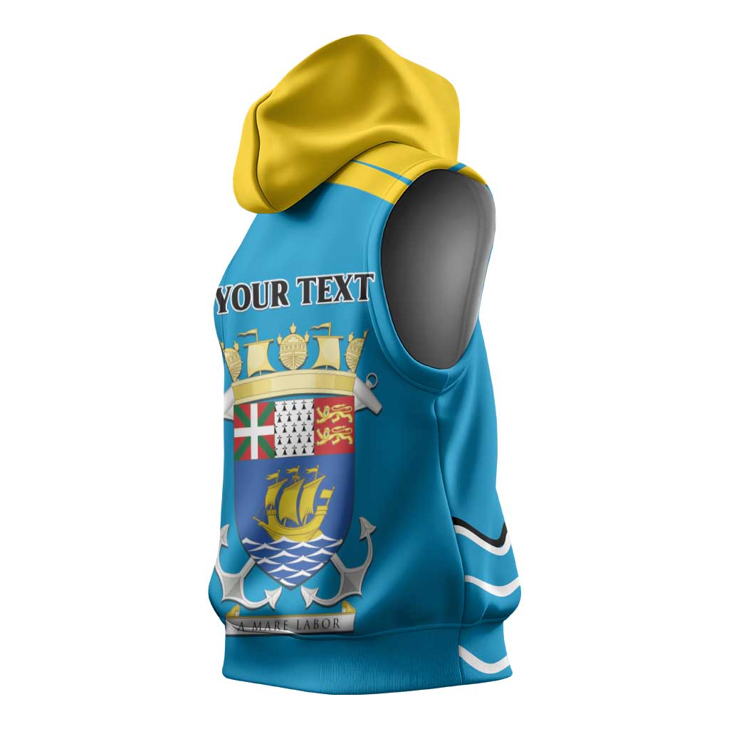 Personalized Saint Pierre and Miquelon Sleeveless Hoodie A Mare Labor - Wonder Print Shop