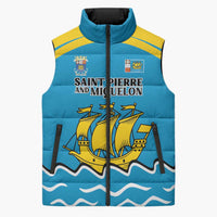 Personalized Saint Pierre and Miquelon Sleeveless Puffer Jacket A Mare Labor - Wonder Print Shop