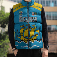 Personalized Saint Pierre and Miquelon Sleeveless Puffer Jacket A Mare Labor - Wonder Print Shop