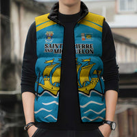 Personalized Saint Pierre and Miquelon Sleeveless Puffer Jacket A Mare Labor - Wonder Print Shop