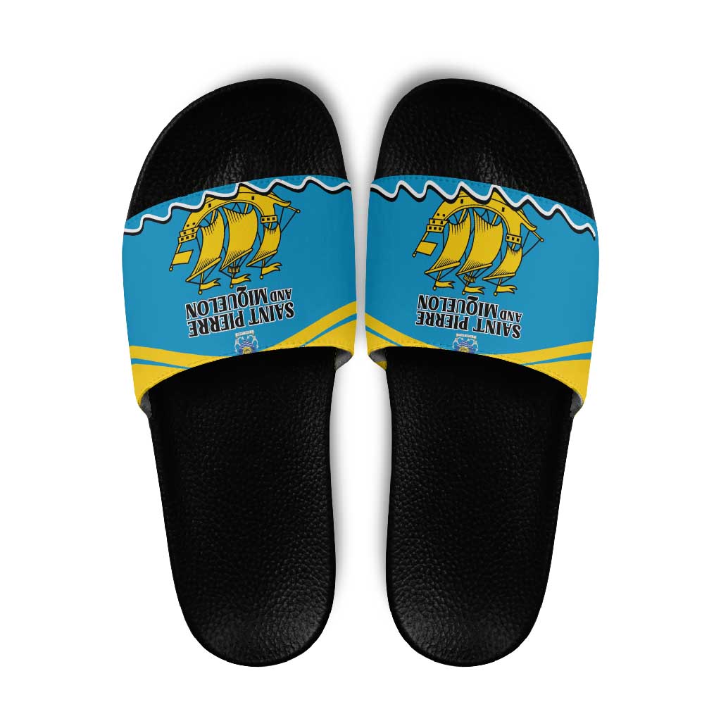 Saint Pierre and Miquelon Slide Sandals A Mare Labor - Wonder Print Shop