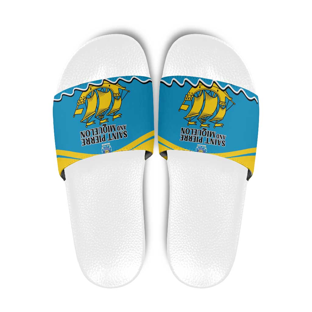 Saint Pierre and Miquelon Slide Sandals A Mare Labor - Wonder Print Shop