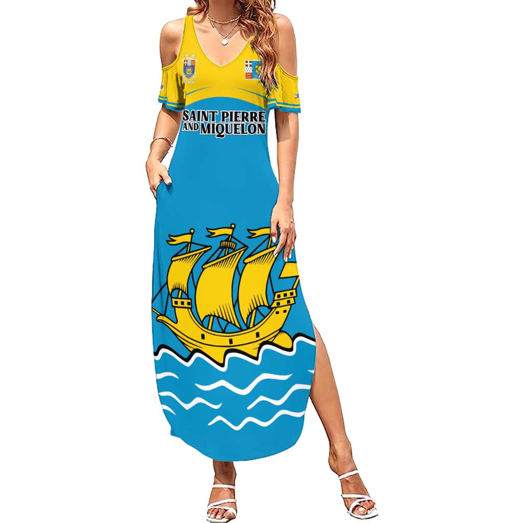 Personalized Saint Pierre and Miquelon Summer Maxi Dress A Mare Labor - Wonder Print Shop