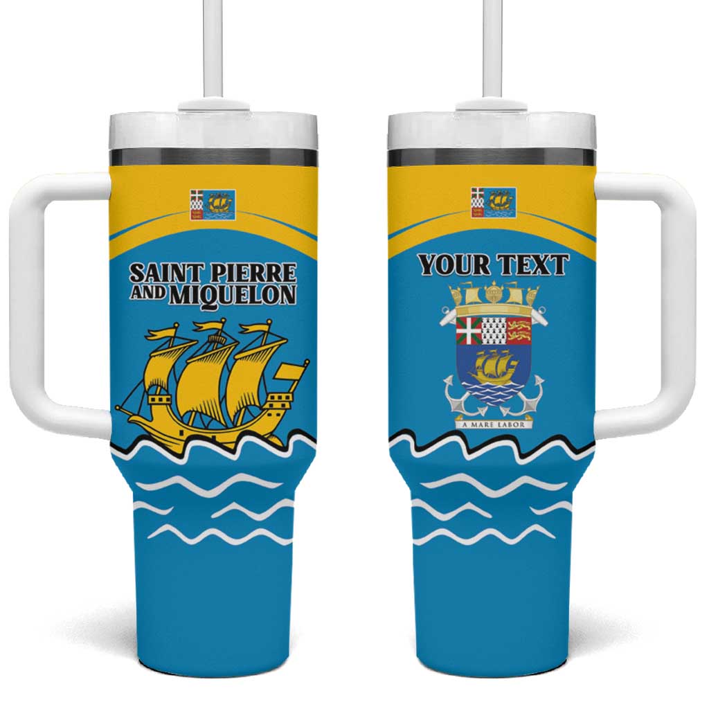 Personalized Saint Pierre and Miquelon Tumbler With Handle A Mare Labor - Wonder Print Shop