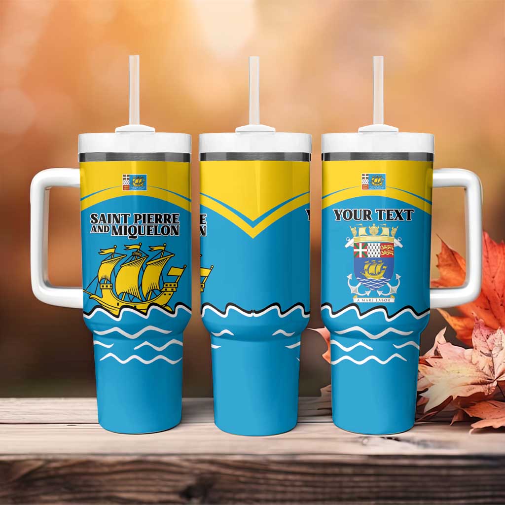 Personalized Saint Pierre and Miquelon Tumbler With Handle A Mare Labor - Wonder Print Shop