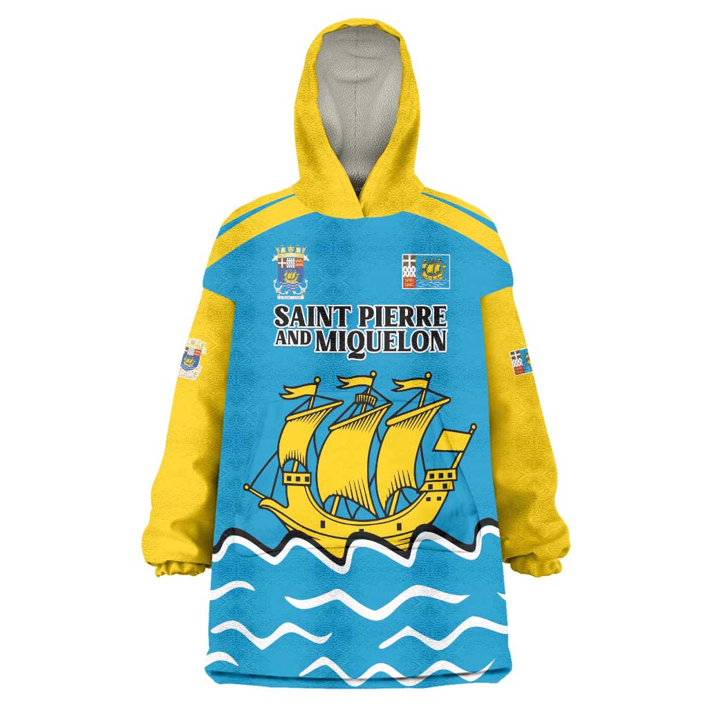 Personalized Saint Pierre and Miquelon Wearable Blanket Hoodie A Mare Labor - Wonder Print Shop