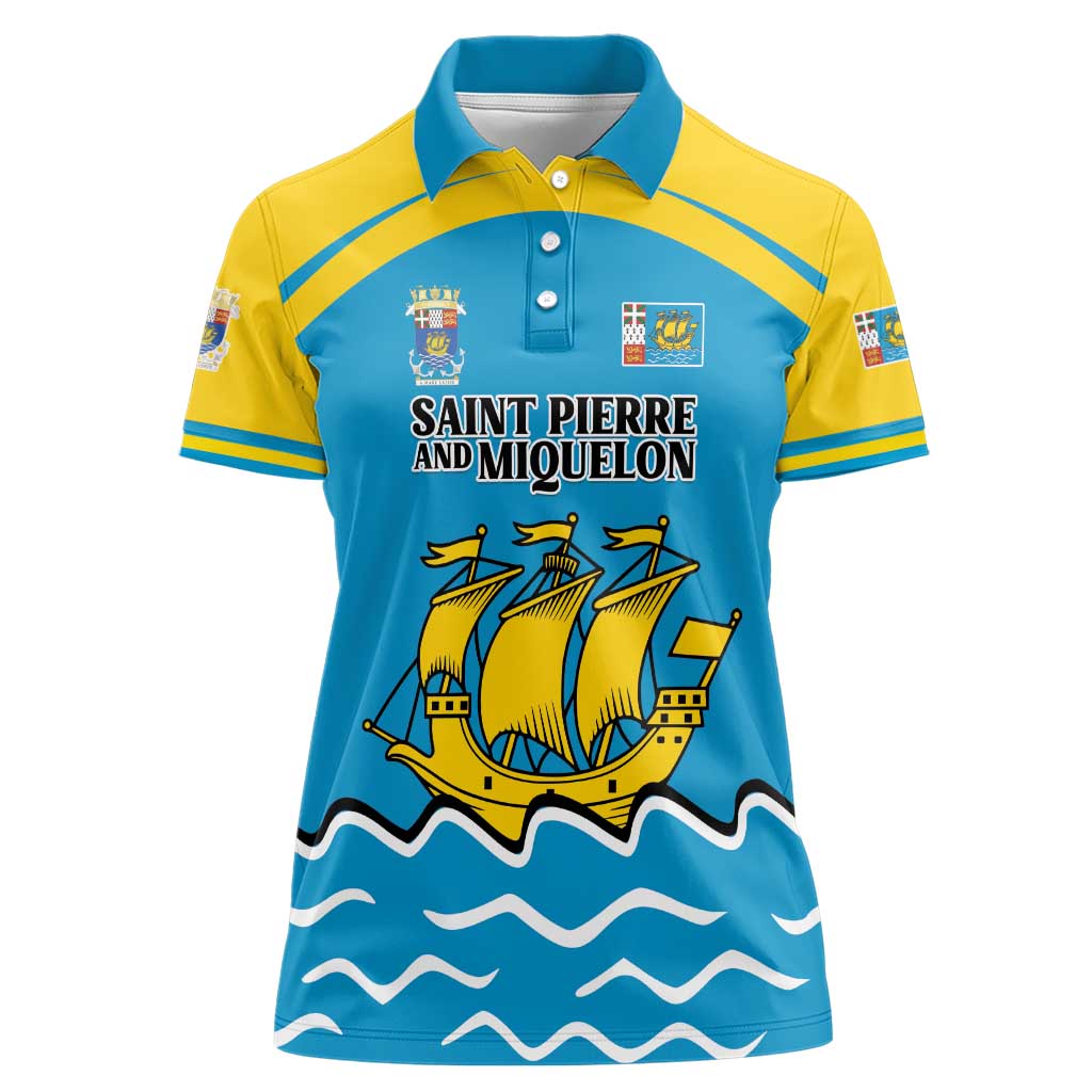 Personalized Saint Pierre and Miquelon Women Polo Shirt A Mare Labor - Wonder Print Shop