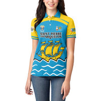 Personalized Saint Pierre and Miquelon Women Polo Shirt A Mare Labor - Wonder Print Shop