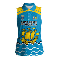 Personalized Saint Pierre and Miquelon Women Sleeveless Polo Shirt A Mare Labor - Wonder Print Shop