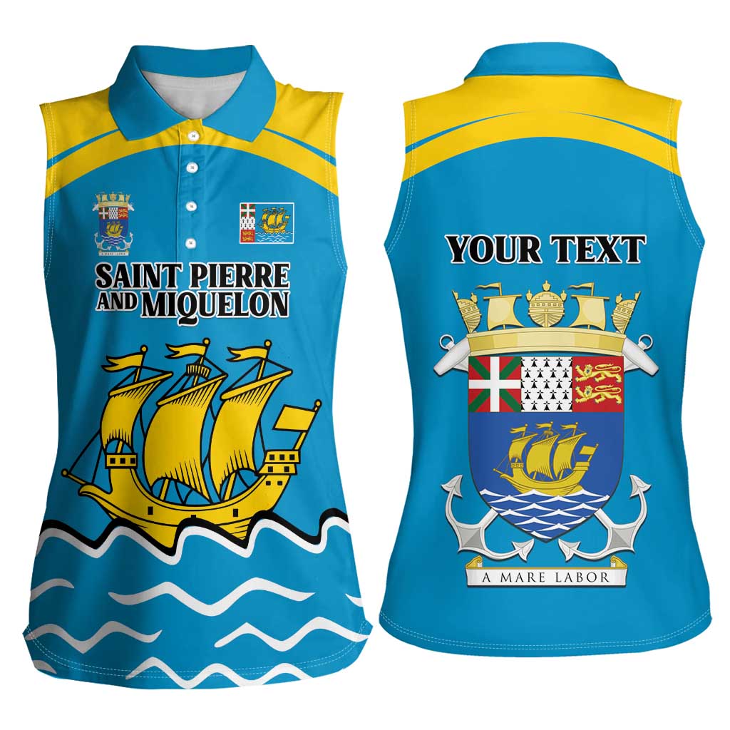 Personalized Saint Pierre and Miquelon Women Sleeveless Polo Shirt A Mare Labor - Wonder Print Shop