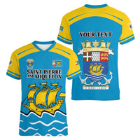 Personalized Saint Pierre and Miquelon Women V-Neck T-Shirt A Mare Labor - Wonder Print Shop