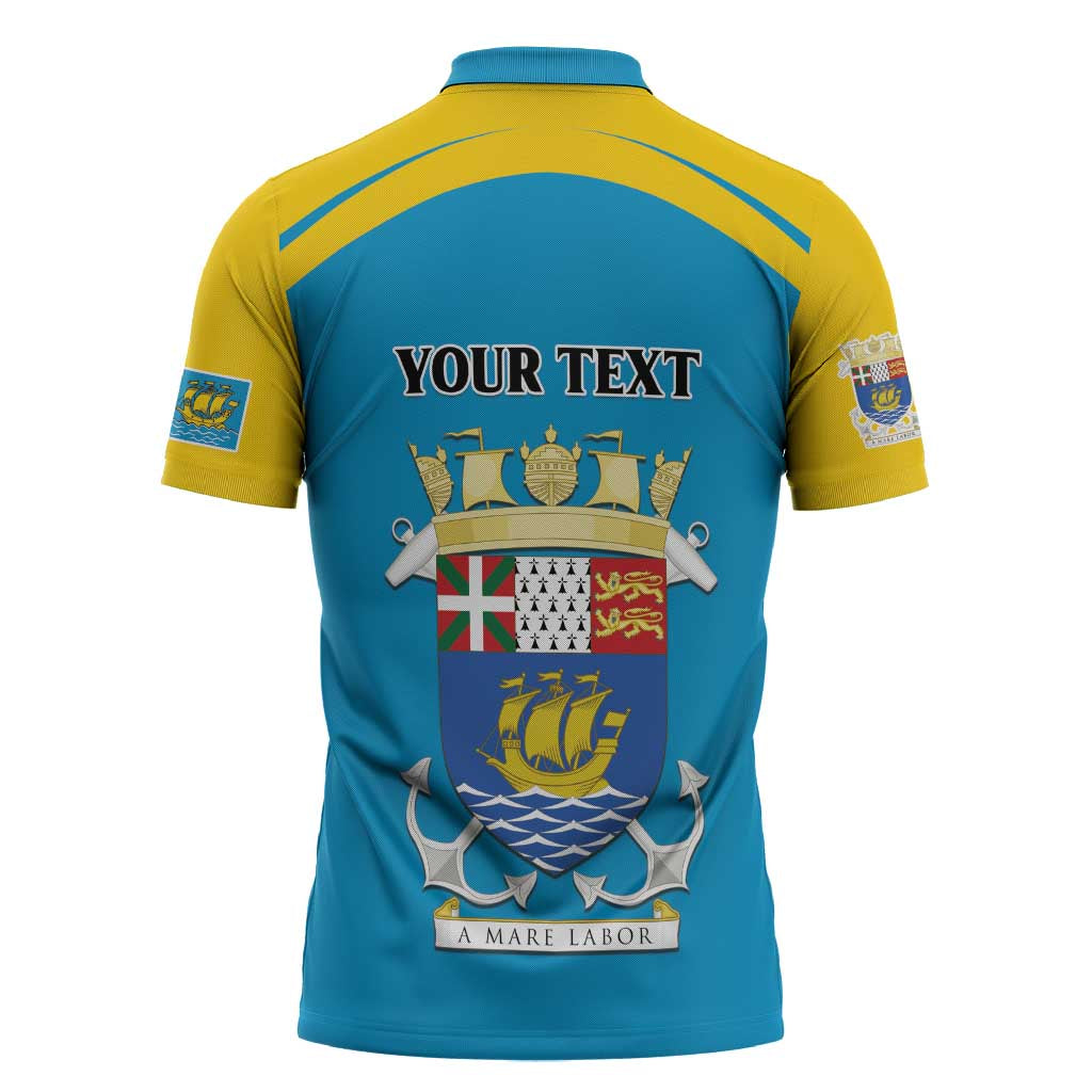 Personalized Saint Pierre and Miquelon Zipper Polo Shirt A Mare Labor - Wonder Print Shop