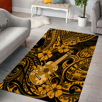 Hawaii Ukulele Area Rug Polynesian Pattern Gold Version - Wonder Print Shop