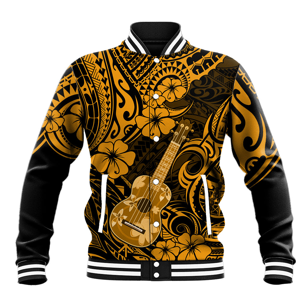 Hawaii Ukulele Baseball Jacket Polynesian Pattern Gold Version - Wonder Print Shop
