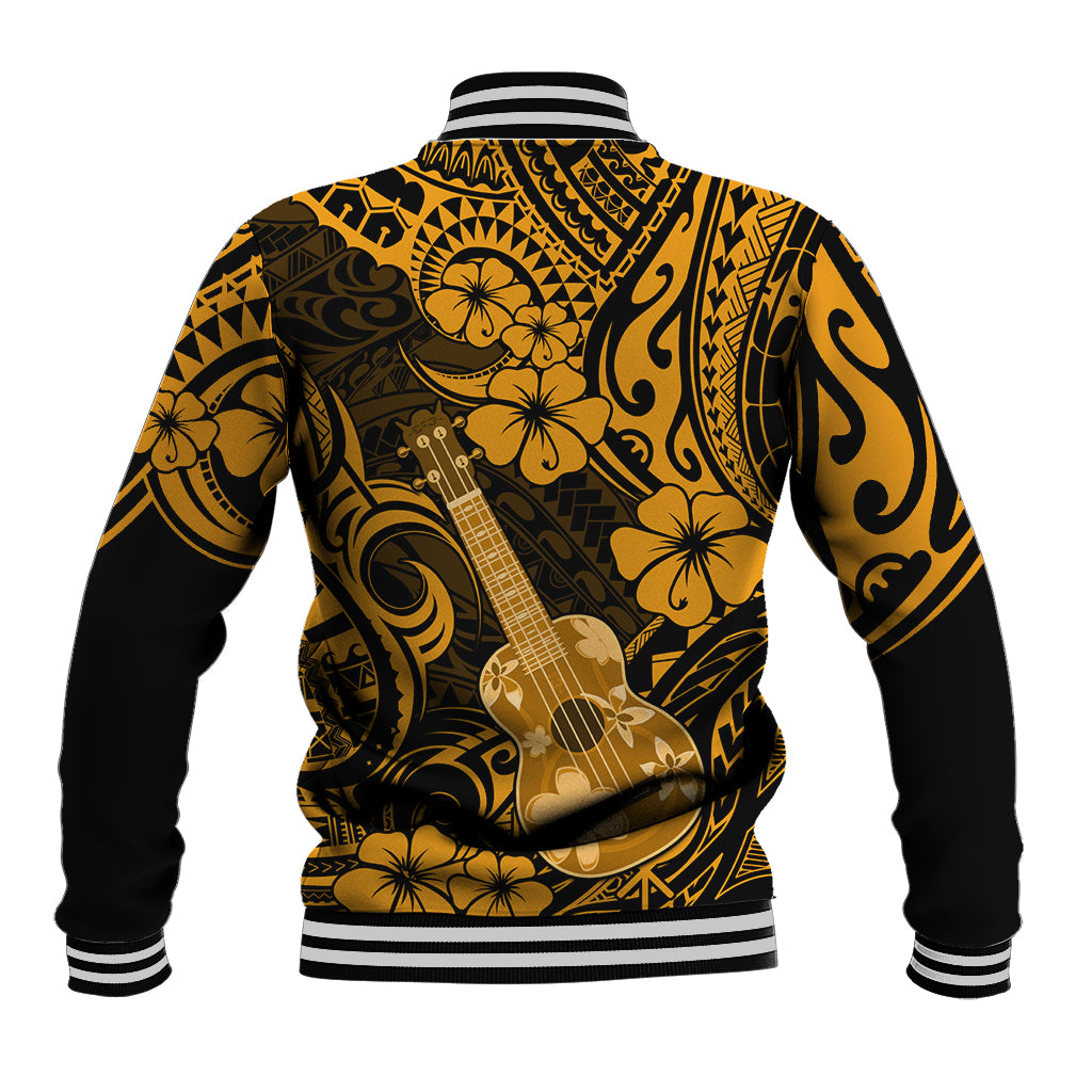Hawaii Ukulele Baseball Jacket Polynesian Pattern Gold Version - Wonder Print Shop