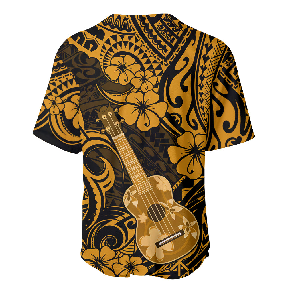 Hawaii Ukulele Baseball Jersey Polynesian Pattern Gold Version - Wonder Print Shop
