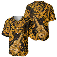 Hawaii Ukulele Baseball Jersey Polynesian Pattern Gold Version - Wonder Print Shop