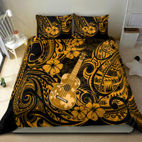 Hawaii Ukulele Bedding Set Polynesian Pattern Gold Version - Wonder Print Shop